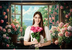 Flowers Windowsill Photography Background 5x3ft Spring Floral Backdrop in 5x3ft, alternate view 2