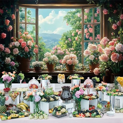 Flowers Windowsill Photography Background 5x3ft Spring Floral Backdrop in 5x3ft, alternate view 4