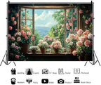 Flowers Windowsill Photography Background 5x3ft Spring Floral Backdrop in 5x3ft, alternate view 6