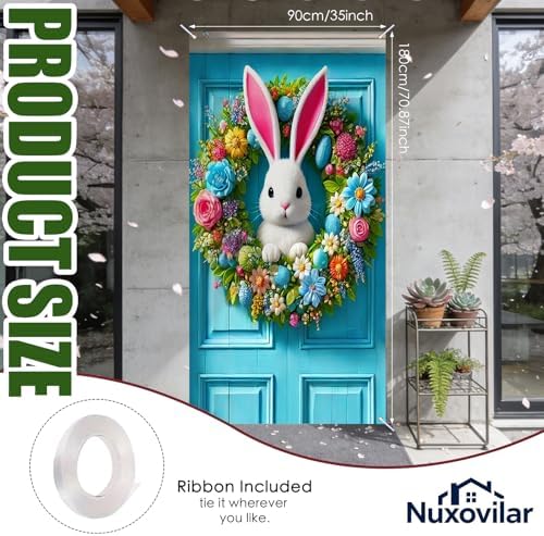 Fluffy Bunny Easter Door Cover 35x71 Inches Polyester in 35x71 Inches, alternate view 3