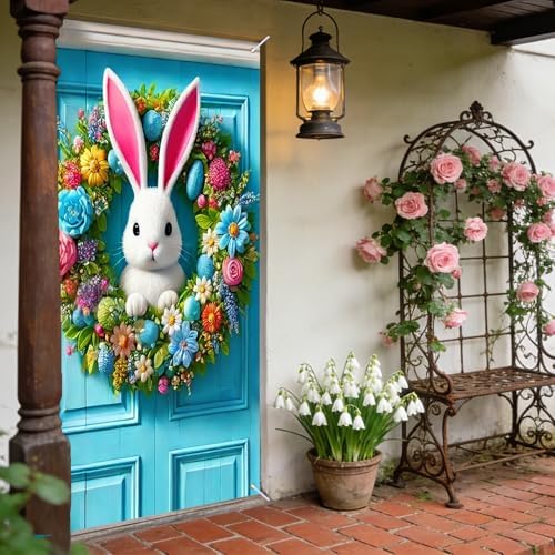 Fluffy Bunny Easter Door Cover 35x71 Inches Polyester in 35x71 Inches, alternate view 4
