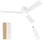 Flush Mount Ceiling Fan with Lights, 52" Low Profile Ceiling Fans with Remote Control, Dimmable, Quiet DC Motor