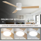 Flush Mount Ceiling Fan with Lights, 52" Low Profile Ceiling Fans with Remote Control, Dimmable, Quiet DC Motor, alternate