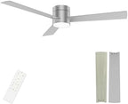 Flush Mount Ceiling Fan with Lights, 52" Low Profile Ceiling Fans with Remote Control, Dimmable, Quiet DC Motor