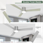 Flush Mount Ceiling Fan with Lights, 52" Low Profile Ceiling Fans with Remote Control, Dimmable, Quiet DC Motor, alternate