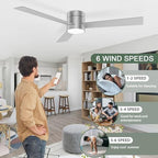 Flush Mount Ceiling Fan with Lights, 52" Low Profile Ceiling Fans with Remote Control, Dimmable, Quiet DC Motor, alternate