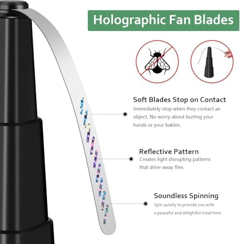 Fly Fans for Tables 4 Pack - Portable Automatic Picnic Table Food Repellent Fans Spinner for Restaurant, Party, alternate