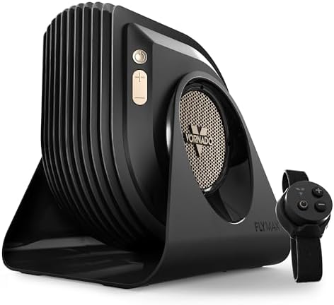 FLY MAX High Velocity Floor Fan, 4 Speed Settings, 180° Adjustable Tilt, Remote Control, 2300 FPM, Powerful