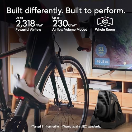 FLY MAX High Velocity Floor Fan, 4 Speed Settings, 180° Adjustable Tilt, Remote Control, 2300 FPM, Powerful, alternate view 2