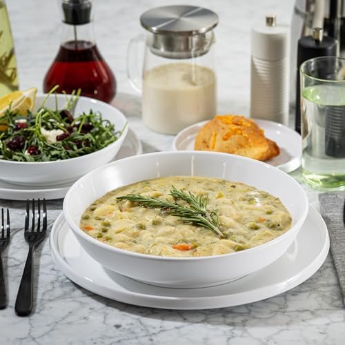 Flynn Collection 48 Oz.Round Serving Bowl, White Glossy, 9.5" x 9.5" x 2", Melamine, Durable Lightweight Display, alternate