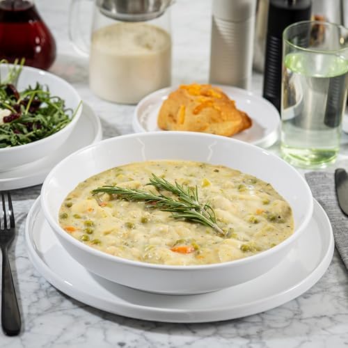 Flynn Collection 48 Oz.Round Serving Bowl, White Glossy, 9.5" x 9.5" x 2", Melamine, Durable Lightweight Display, alternate