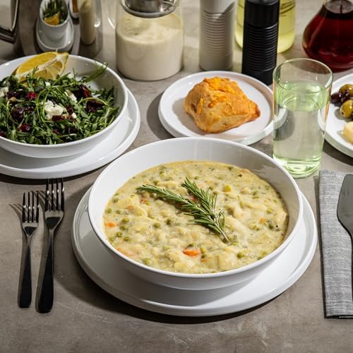 Flynn Collection 48 Oz.Round Serving Bowl, White Glossy, 9.5" x 9.5" x 2", Melamine, Durable Lightweight Display, alternate