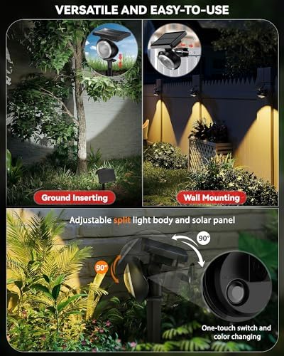 Focusing Solar Spot Lights Outdoor Waterproof, RGB+3CCT Tree Uplights 12Pcs, alternate view 6