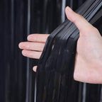 Foil Fringe Backdrop Curtains, 3.3x6.6ft, Black, 3pcs in 3.3x6.6ft in Black, alternate view 2