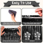 Foil Fringe Backdrop Curtains, 3.3x6.6ft, Black, 3pcs in 3.3x6.6ft in Black, alternate view 4