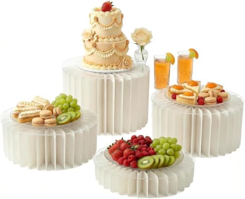 Foldable Buffet Risers and Food Display Stands, 4 Pack, White in White - 4pcs