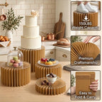 Foldable Cake Stand, Reusable Buffet Risers, 4 Pack Round Dessert Stands with Acrylic Tops, Cardborad Display, alternate view