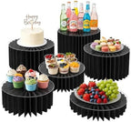 Foldable Cake Stand, Reusable Buffet Risers with Acrylic Tops, 6 Pcs, Black in Black - 6pcs