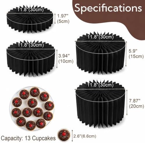 Foldable Cake Stand, Reusable Buffet Risers with Acrylic Tops, 6 Pcs, Black in Black - 6pcs, alternate view 3