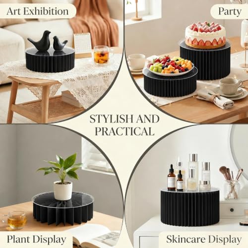 Foldable Cake Stand, Reusable Buffet Risers with Acrylic Tops, 6 Pcs, Black in Black - 6pcs, alternate view 5