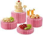 Foldable Cake Stand Set, Reusable Buffet Risers, 4 Pack Round Dessert Stands with Acrylic Tops, Cardborad