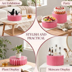 Foldable Cake Stand Set, Reusable Buffet Risers, 4 Pack Round Dessert Stands with Acrylic Tops, Cardborad, alternate view 5