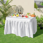 Foldable Ice Bin Table with Drain & Bucket, Removable Skirt, 48" x 32" HDPE Cooler Table for Parties, Catering, alternate