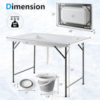Foldable Ice Bin Table with Drain & Bucket, Removable Skirt, 48" x 32" HDPE Cooler Table for Parties, Catering, alternate
