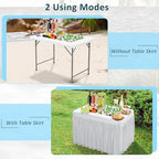 Foldable Ice Bin Table with Drain & Bucket, Removable Skirt, 48" x 32" HDPE Cooler Table for Parties, Catering, alternate