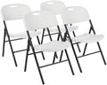 Foldable Portable Plastic Chair, 350-Pound Capacity, White, 4-Pack in White