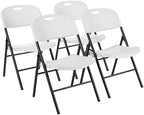 Foldable Portable Plastic Chair, 350-Pound Capacity, White, 4-Pack in White