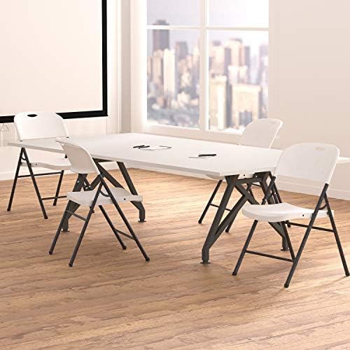 Foldable Portable Plastic Chair, 350-Pound Capacity, White, 4-Pack in White, alternate view 6