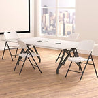 Foldable Portable Plastic Chair, 350-Pound Capacity, White, 4-Pack in White, alternate view 6