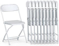 Foldable & Stackable Plastic Chair | 350 lbs Capacity Steel Frame Seats for Indoor Outdoor | Folding & Stacking