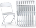 Foldable & Stackable Plastic Chair | 350 lbs Capacity Steel Frame Seats for Indoor Outdoor | Folding & Stacking