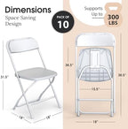 Foldable & Stackable Plastic Chair | 350 lbs Capacity Steel Frame Seats for Indoor Outdoor | Folding & Stacking, alternate