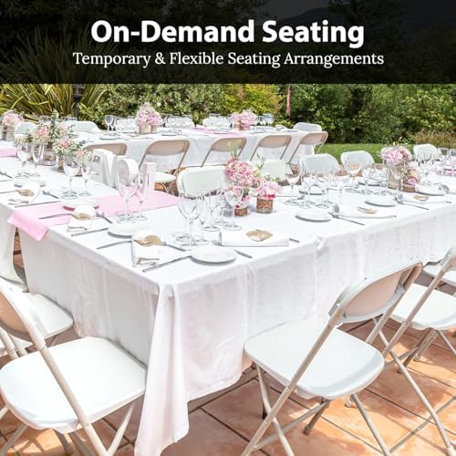 Foldable & Stackable Plastic Chair | 350 lbs Capacity Steel Frame Seats for Indoor Outdoor | Folding & Stacking, alternate
