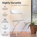 Foldable & Stackable Plastic Chair | 350 lbs Capacity Steel Frame Seats for Indoor Outdoor | Folding & Stacking, alternate