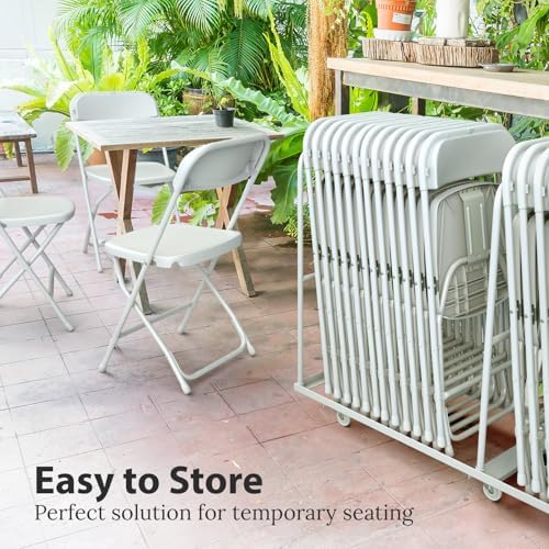 Foldable & Stackable Plastic Chair | 350 lbs Capacity Steel Frame Seats for Indoor Outdoor | Folding & Stacking, alternate