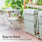 Foldable & Stackable Plastic Chair | 350 lbs Capacity Steel Frame Seats for Indoor Outdoor | Folding & Stacking, alternate