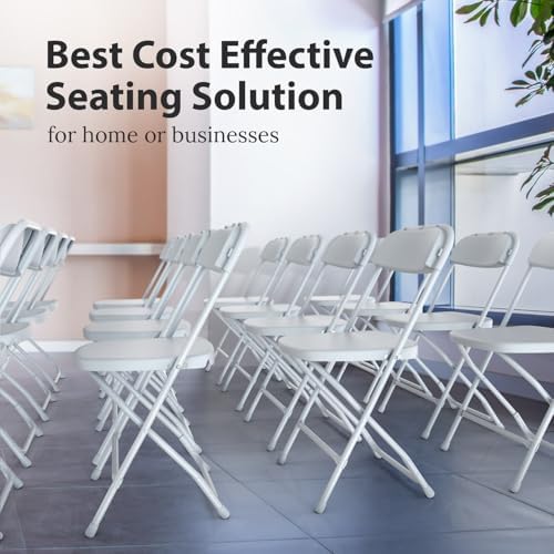 Foldable & Stackable Plastic Chair | 350 lbs Capacity Steel Frame Seats for Indoor Outdoor | Folding & Stacking, alternate