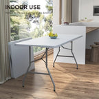 Foldable Table 4ft, 6ft, 8ft for Camping Party Picnic, School, White in White, alternate view 2
