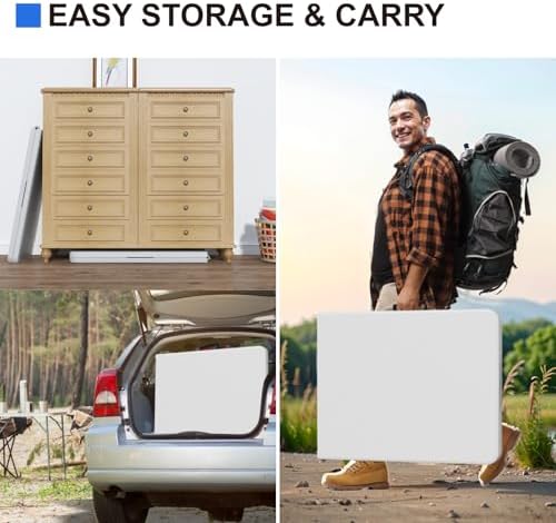 Foldable Table 4ft, 6ft, 8ft for Camping Party Picnic, School, White in White, alternate view 5