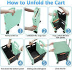 Foldable Utility Cart Portable Rolling Crate Handcart Shopping Trolley Collapsible 4 Rotate Wheels with Durable, alternate