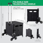 Foldable Utility Cart with Stair Climbing Wheels, Collapsible Rolling Crate with Telescoping Handle, Folding, alternate view