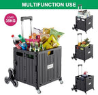 Foldable Utility Cart with Stair Climbing Wheels, Collapsible Rolling Crate with Telescoping Handle, Folding, alternate view