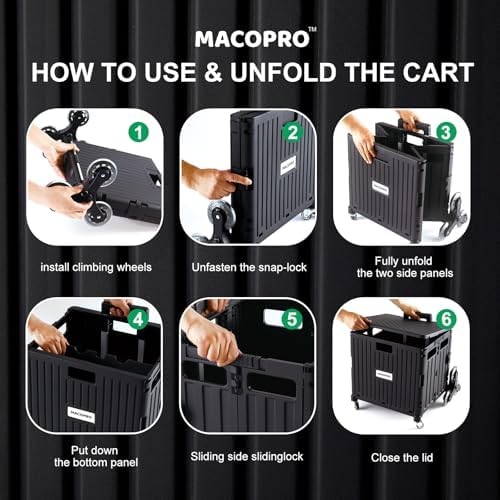 Foldable Utility Cart with Stair Climbing Wheels, Collapsible Rolling Crate with Telescoping Handle, Folding, alternate view