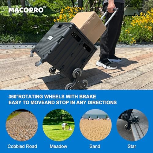 Foldable Utility Cart with Stair Climbing Wheels, Collapsible Rolling Crate with Telescoping Handle, Folding, alternate view