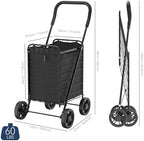 Foldable Utility Shopping Cart with Wheels, 60Lb Capacity, Heavy Duty Grocery Cart with Steel Frame, Foam, alternate view 3