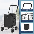 Foldable Utility Shopping Cart with Wheels, 60Lb Capacity, Heavy Duty Grocery Cart with Steel Frame, Foam, alternate view 4